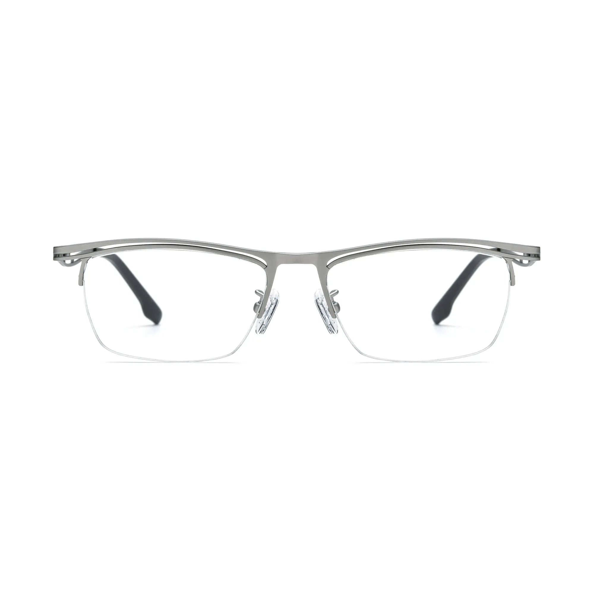 VoyueLens™ Silver Alloy Semi-Rim Eyeglasses – Front View – SKU VL185890-C4